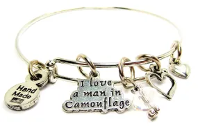 I Love A Man In Camouflage Expandable Bangle Bracelet