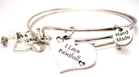 I Love Paintball Triple Style Expandable Bangle Bracelet
