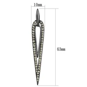 IP Light Black (IP Gun) Stainless Steel Earrings with Top Grade Crystal in Smoky Topaz for Women Smoky Topaz Stone Color Style TK2634