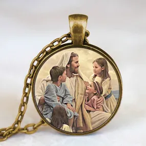 Jesus And The Children - Religious Necklace - Jesus Necklace - Catholic Necklace - Ciaocustom