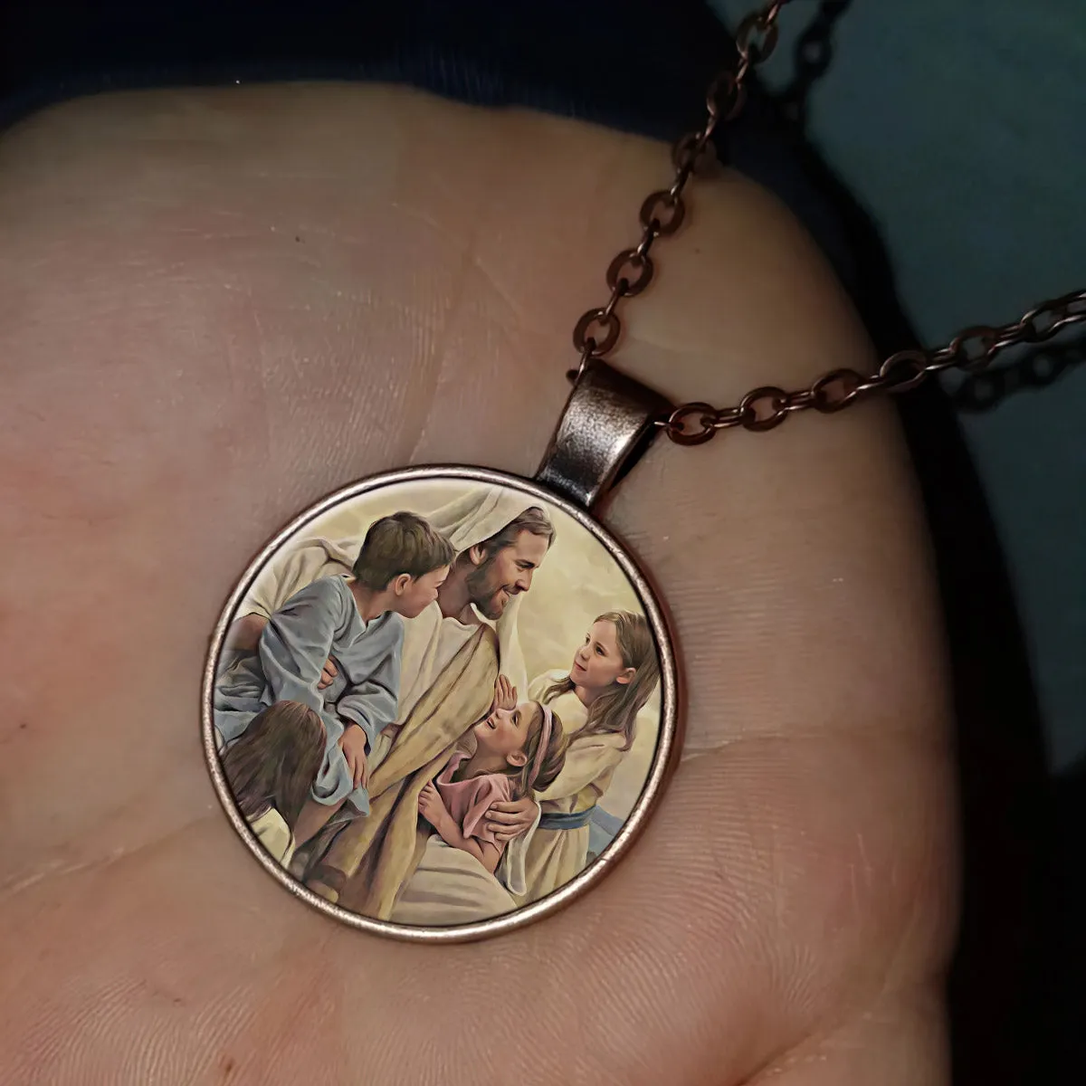Jesus And The Children - Religious Necklace - Jesus Necklace - Catholic Necklace - Ciaocustom