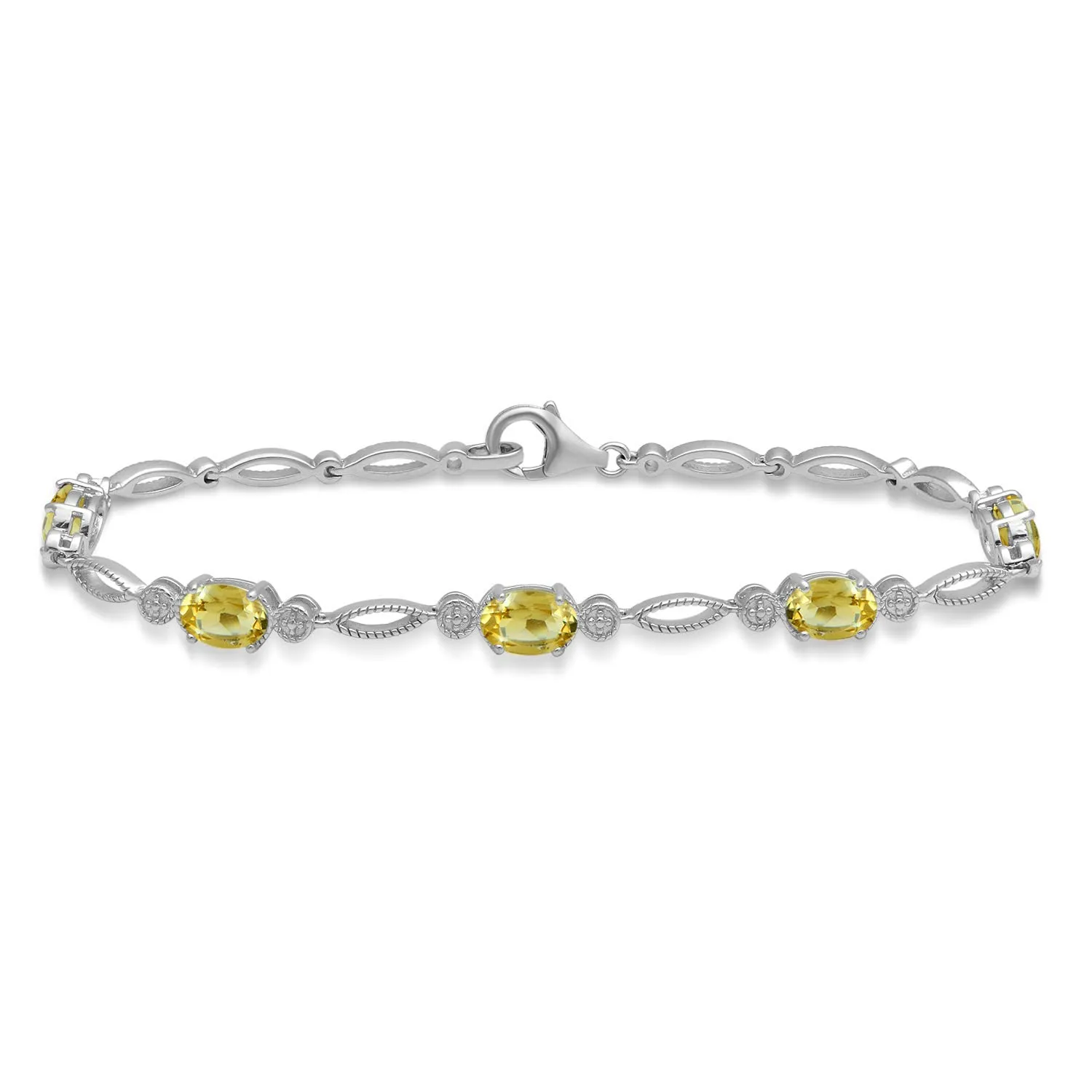 Jewelili Sterling Silver With Citrine Fashion Bracelet