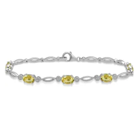 Jewelili Sterling Silver With Citrine Fashion Bracelet