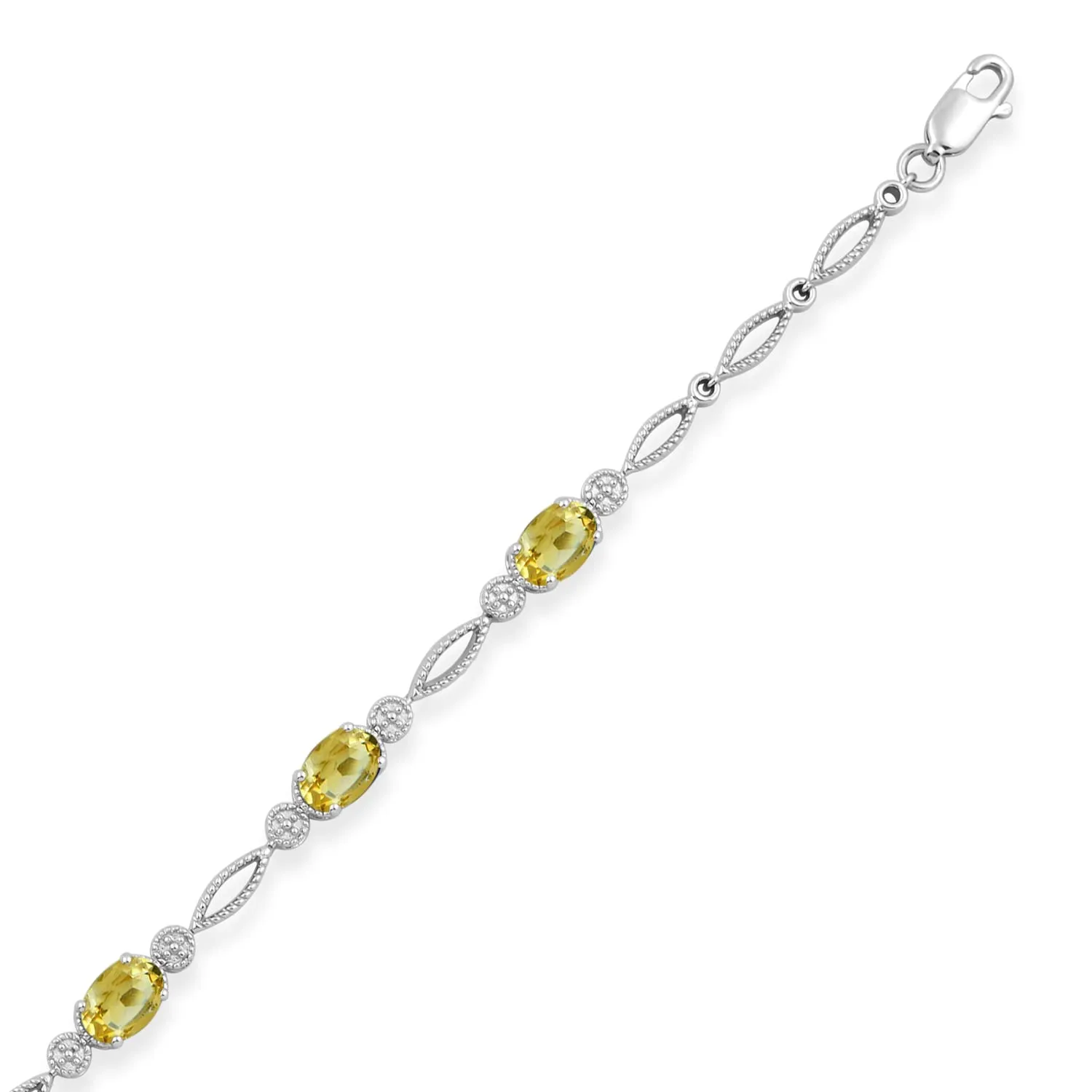 Jewelili Sterling Silver With Citrine Fashion Bracelet