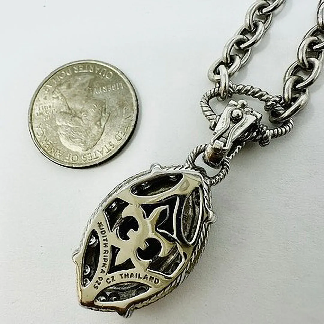 Judith Ripka Oval Link Chain Necklace with Citrine Pendant
