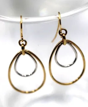 Kaedesigns   9ct 9k Yellow & White Gold Oval Hook Earrings Wires