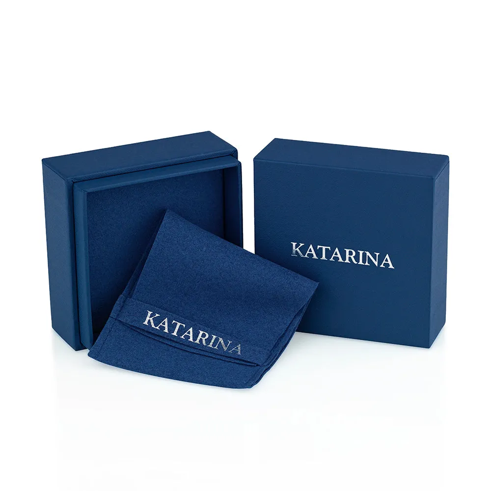 KATARINA 2 1/3 cttw Blue Topaz Journey of Love Curve Pendant Necklace
