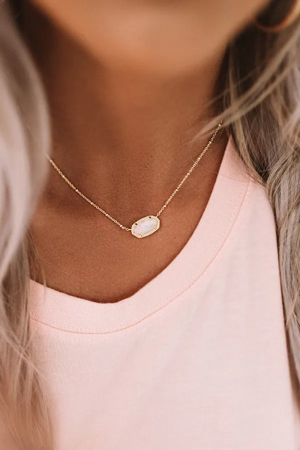 Kendra Scott Elisa Gold Pendant Satellite Necklace In White Kyocera Opal Illusion