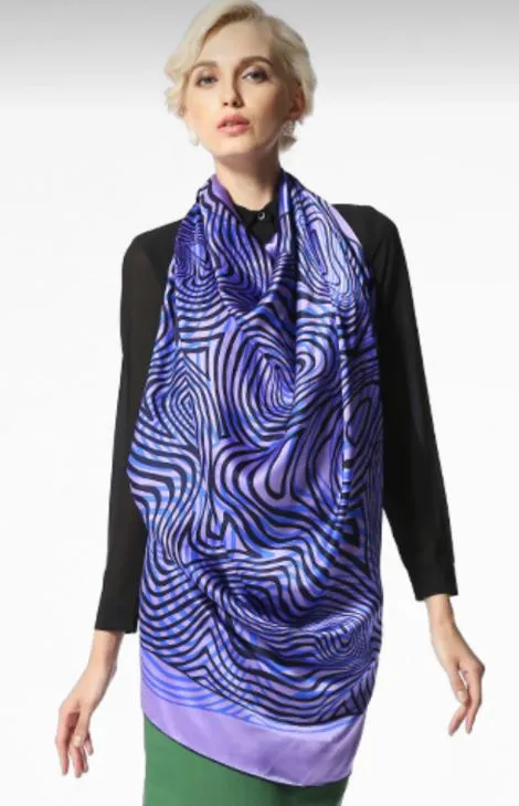 Large Purple Silk Scarf for Women | Versatile Fashion Accessory
