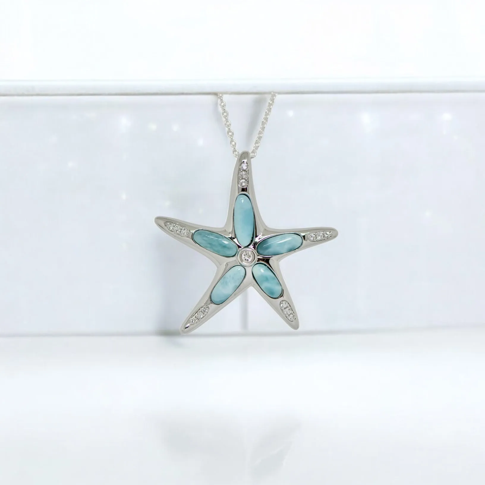 Larimar Stardust Sea Star Fish Pendant