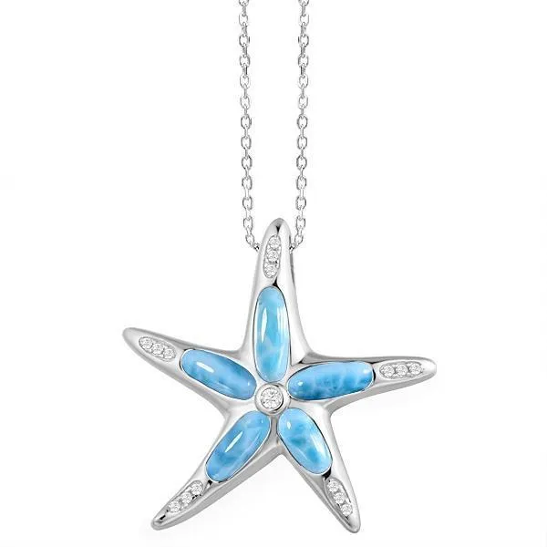 Larimar Stardust Sea Star Fish Pendant