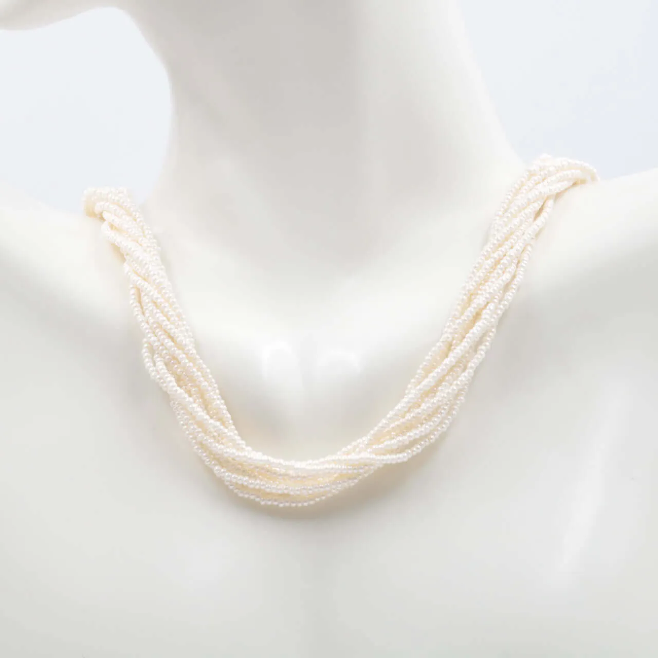 Layered Seed Bead Necklace Layered Necklace Beaded Necklace Gemstones Necklace Faux Pearl Necklace Multi Strand Layering Necklace16 inches SKU:6142547