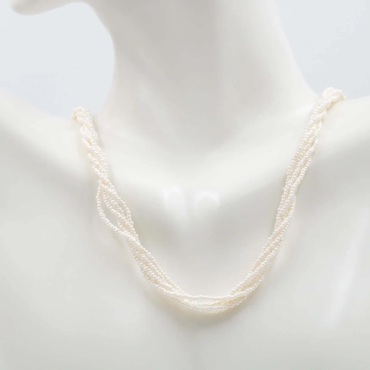 Layered Seed Bead Necklace Layered Necklace Beaded Necklace Gemstones Necklace Faux Pearl Necklace Multi Strand Layering Necklace16 inches SKU:6142547