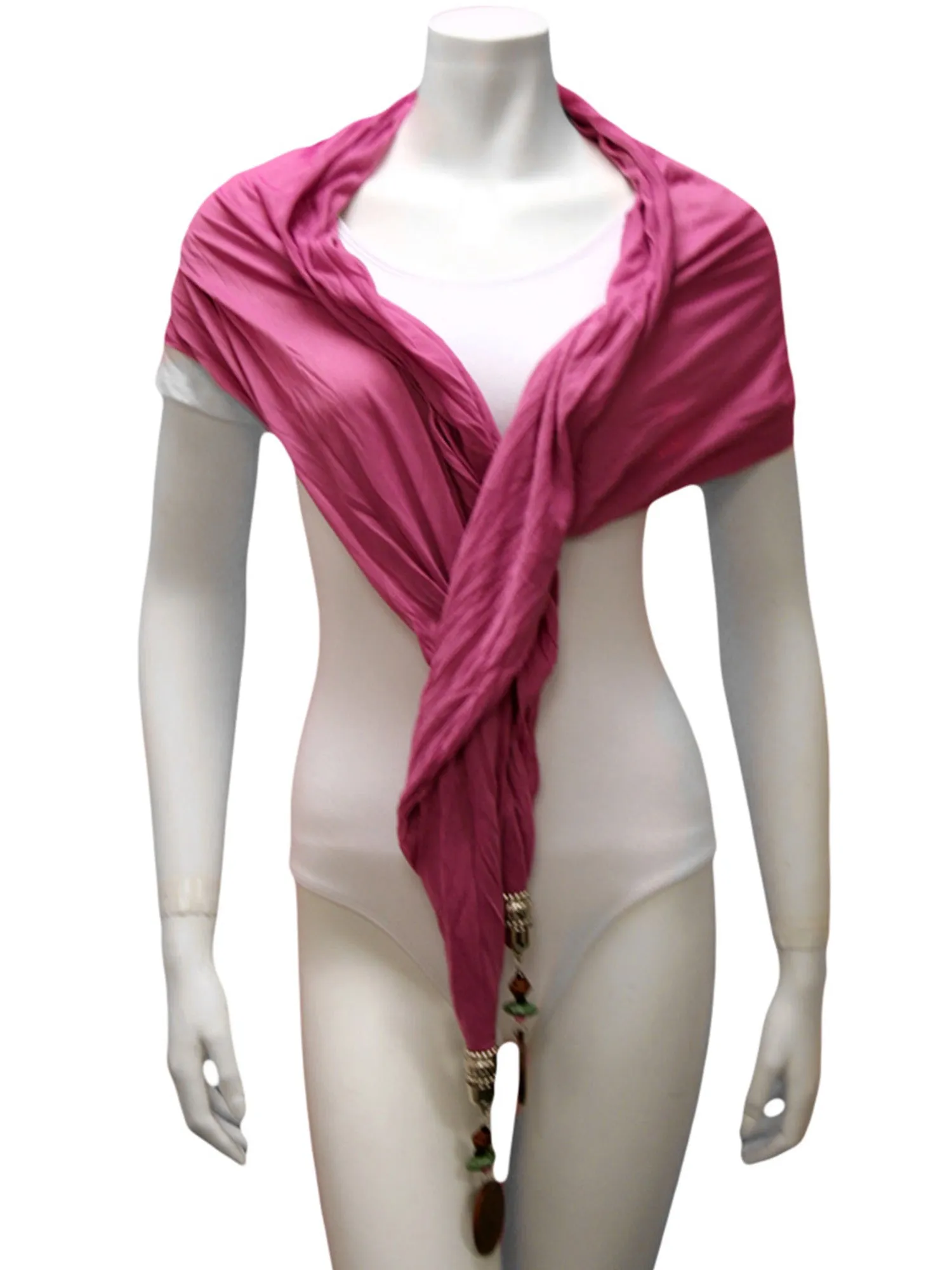 Linen Scarf With Wood Bead Trim