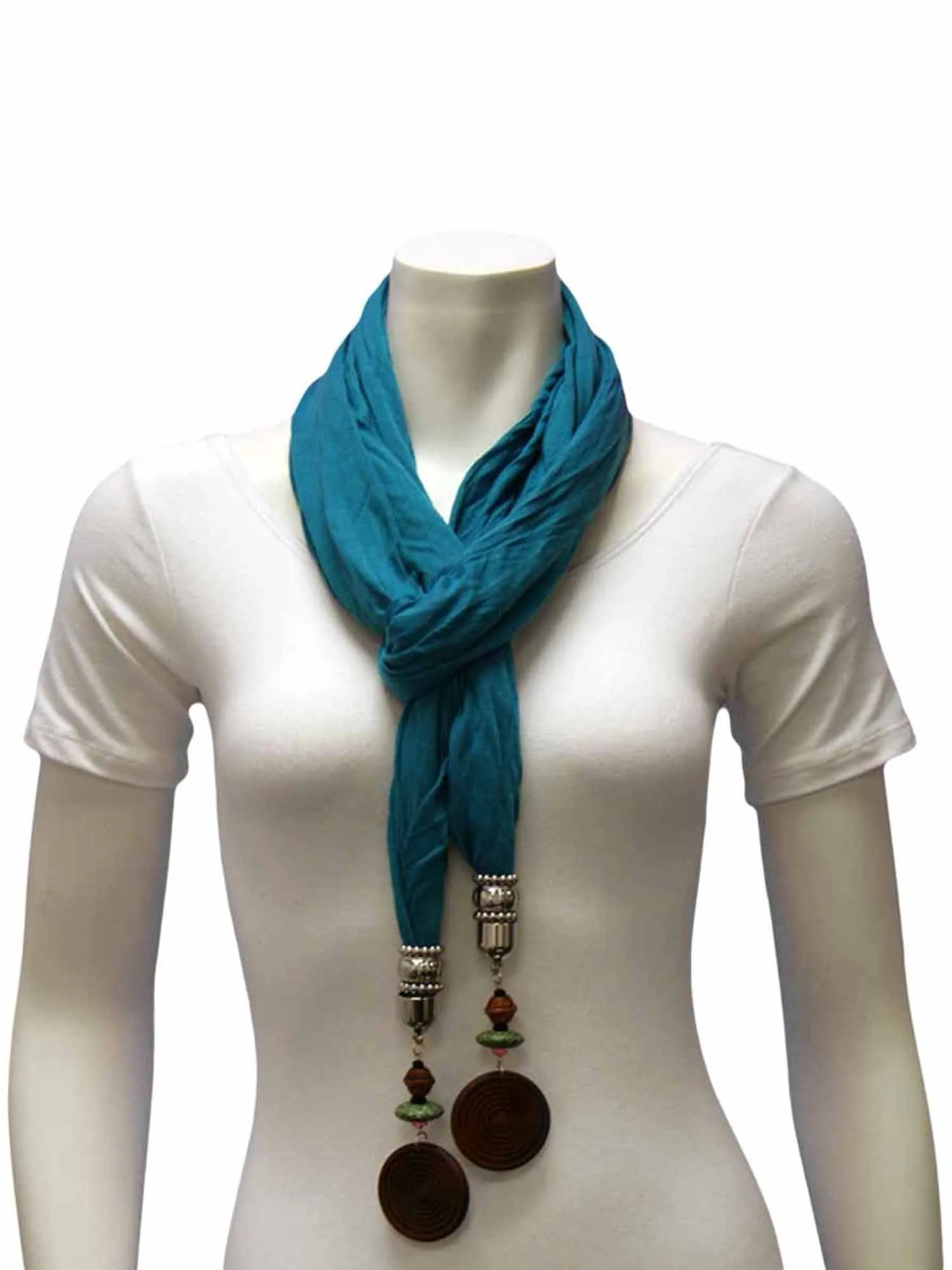 Linen Scarf With Wood Bead Trim