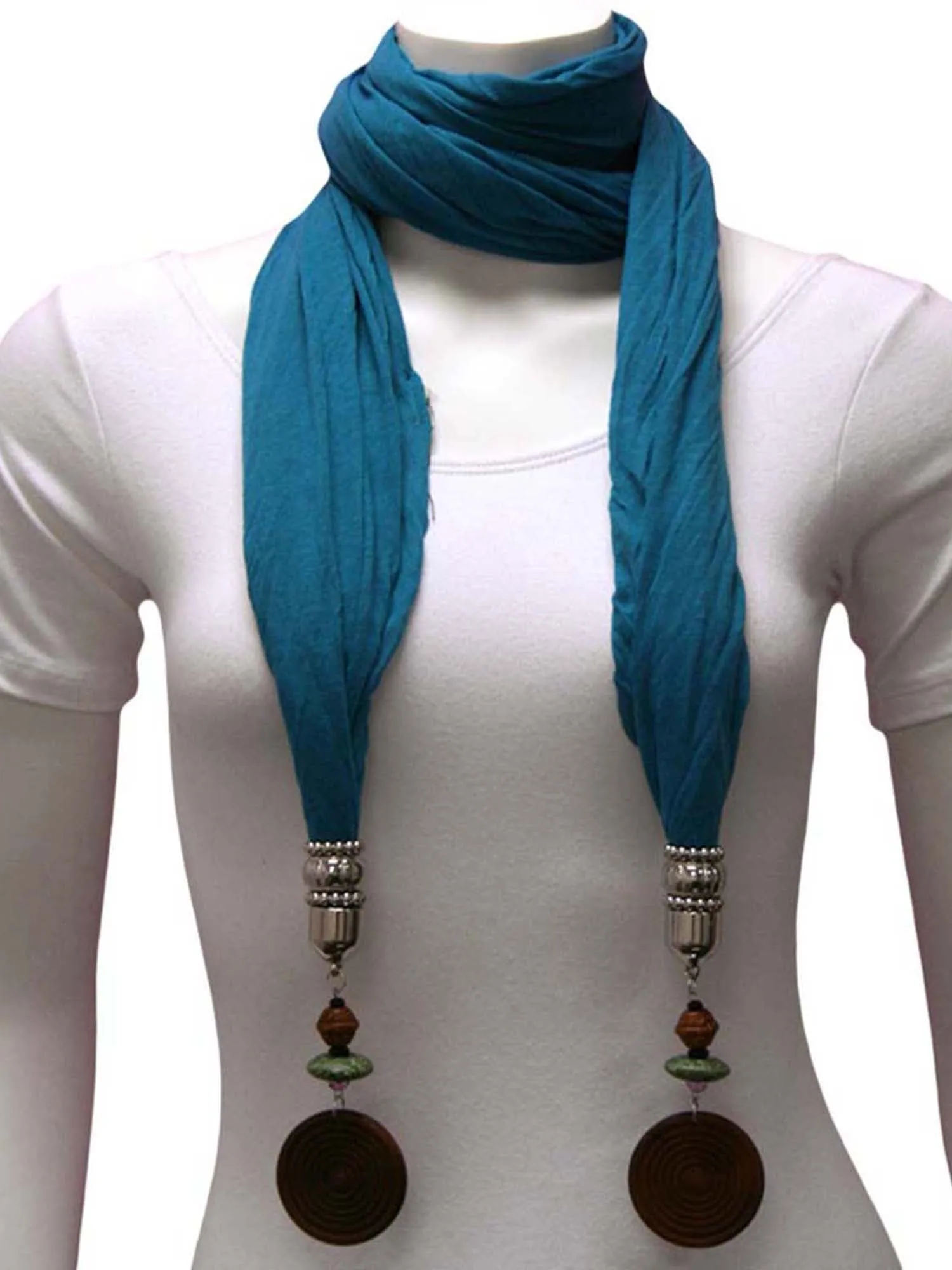 Linen Scarf With Wood Bead Trim