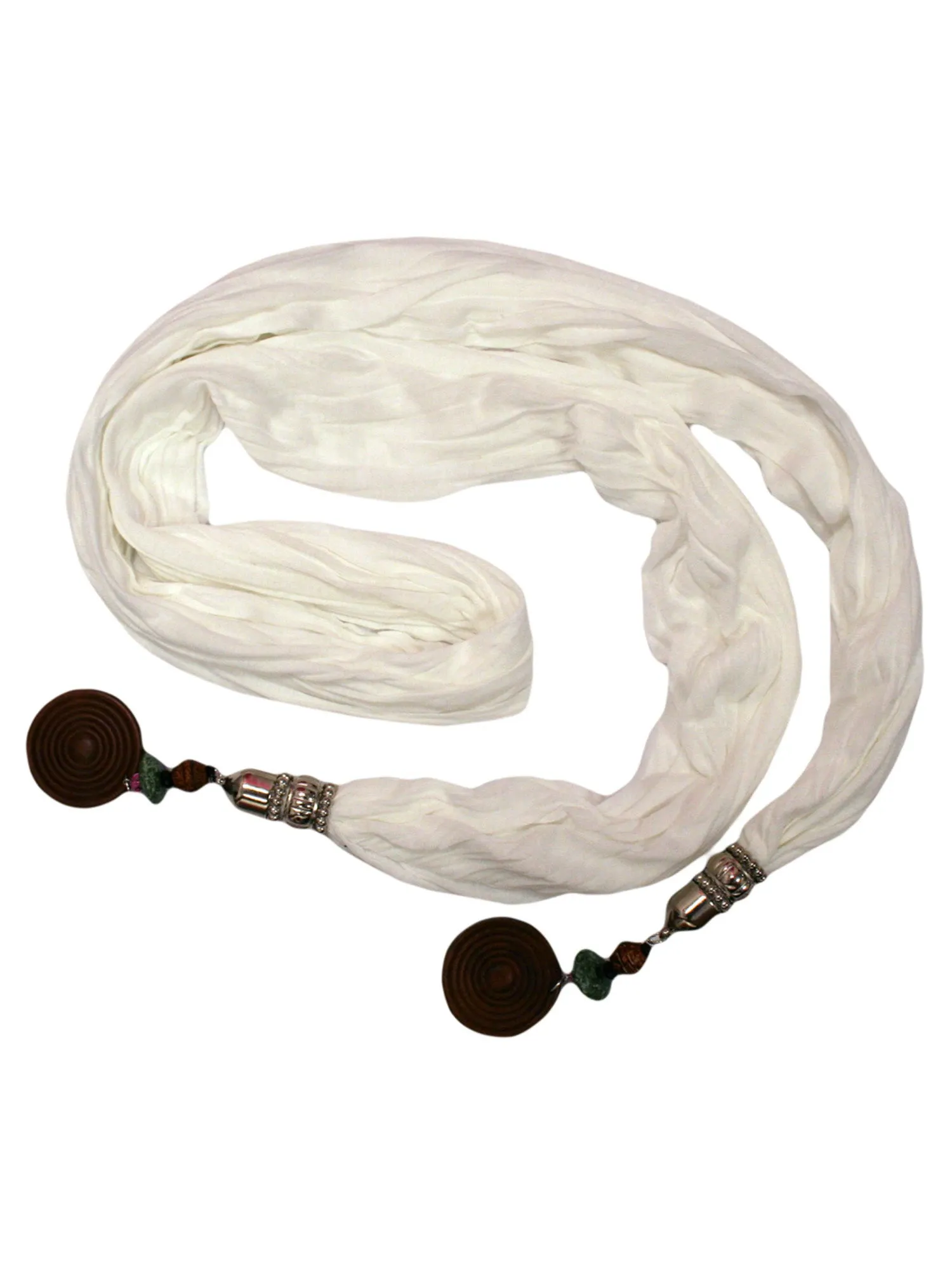 Linen Scarf With Wood Bead Trim