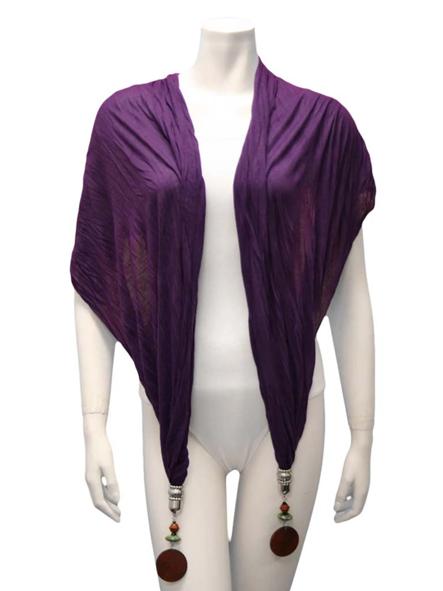 Linen Scarf With Wood Bead Trim