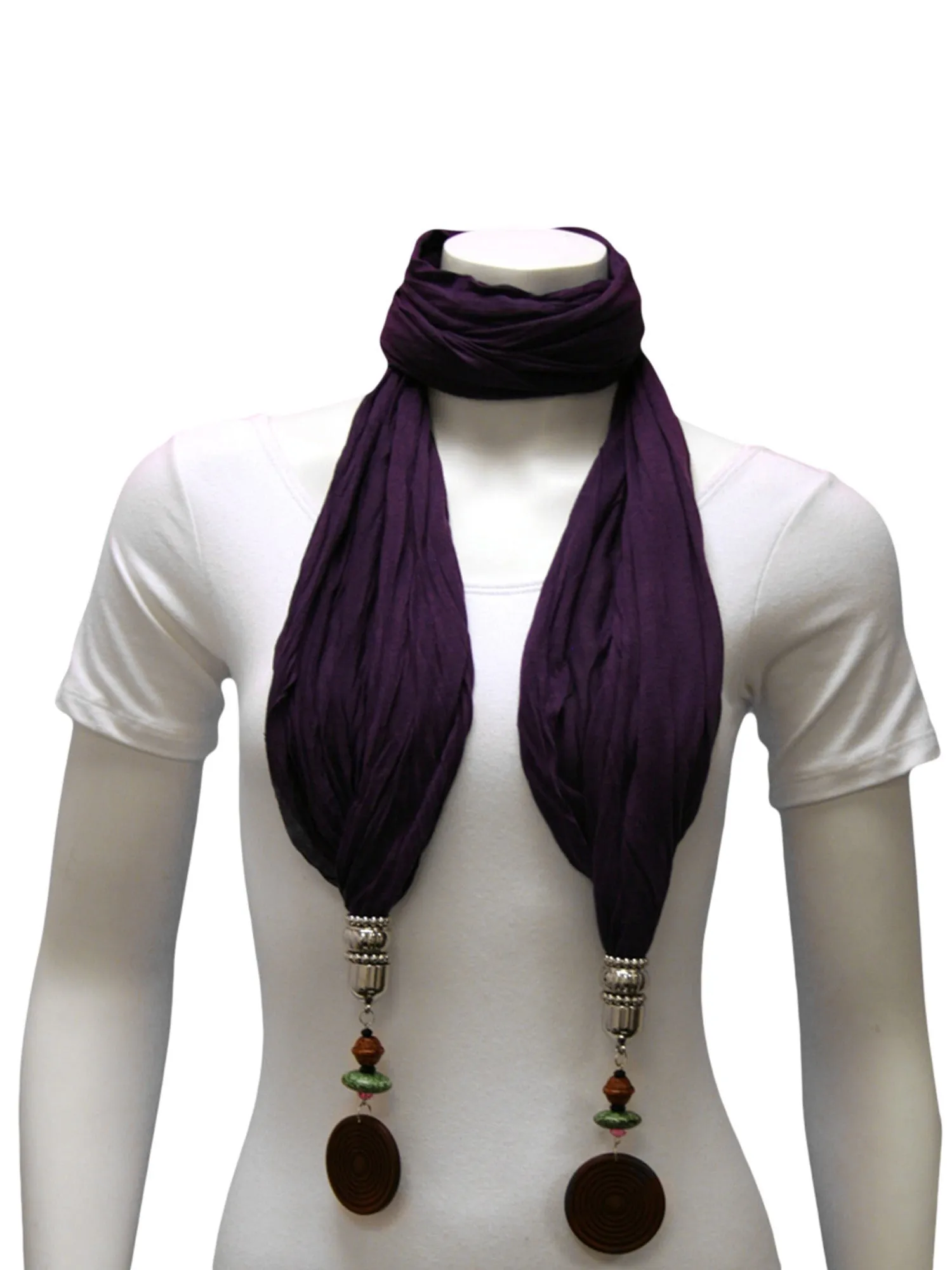 Linen Scarf With Wood Bead Trim