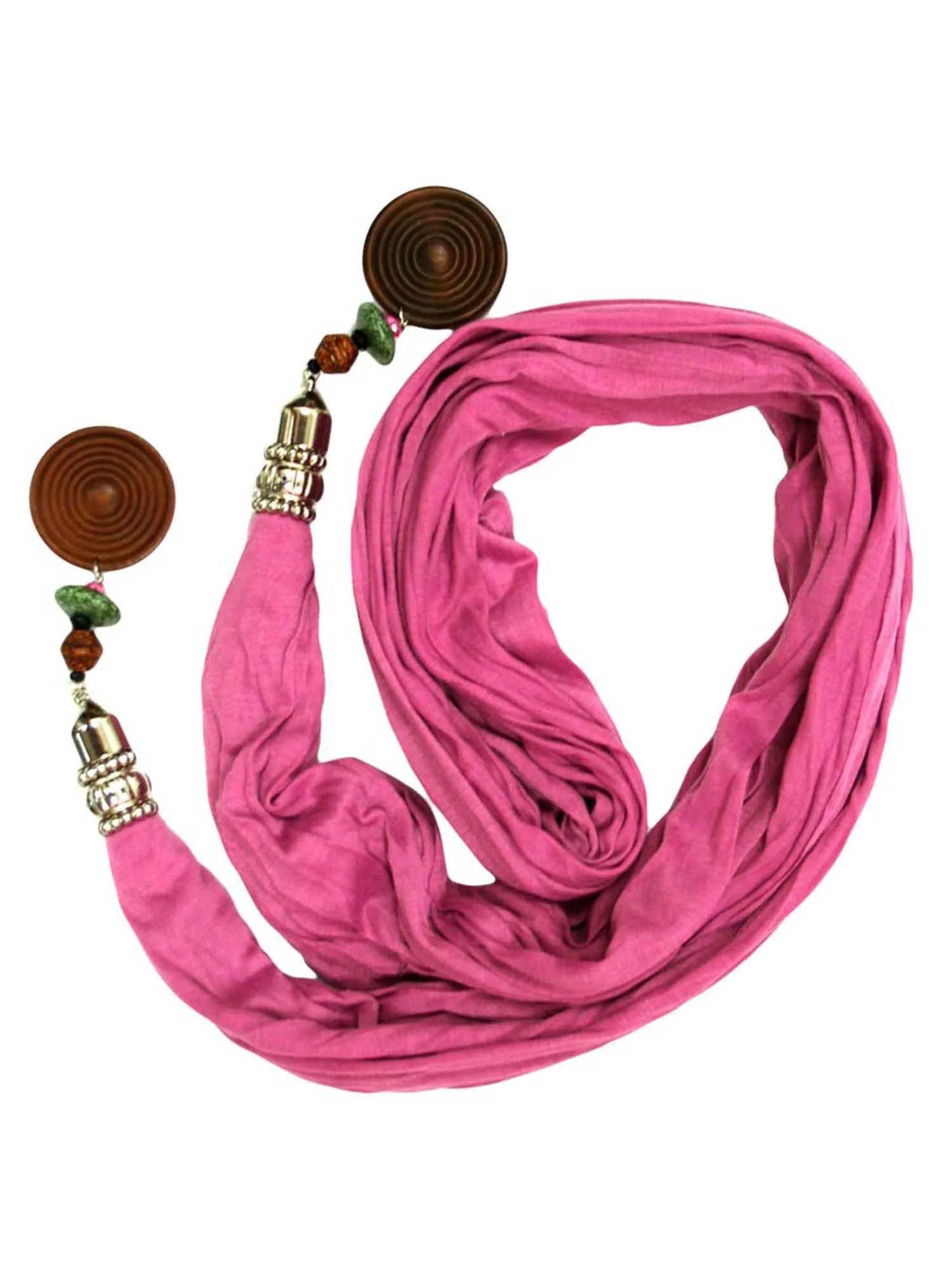Linen Scarf With Wood Bead Trim