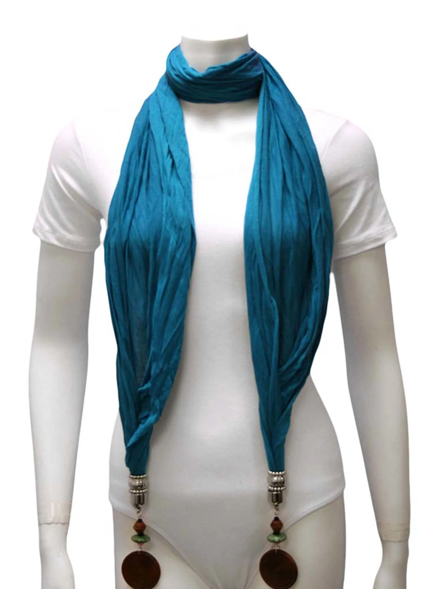 Linen Scarf With Wood Bead Trim