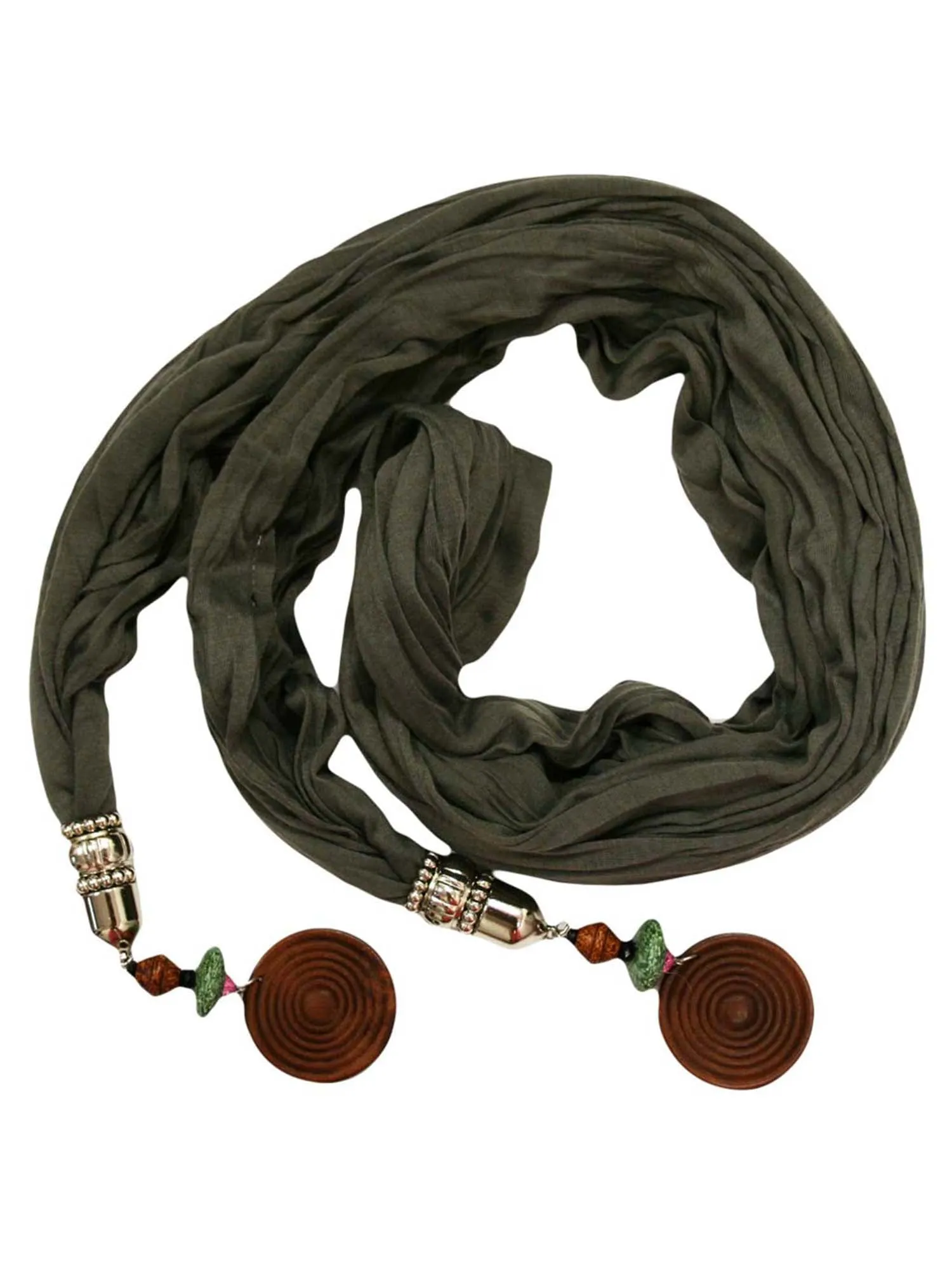 Linen Scarf With Wood Bead Trim