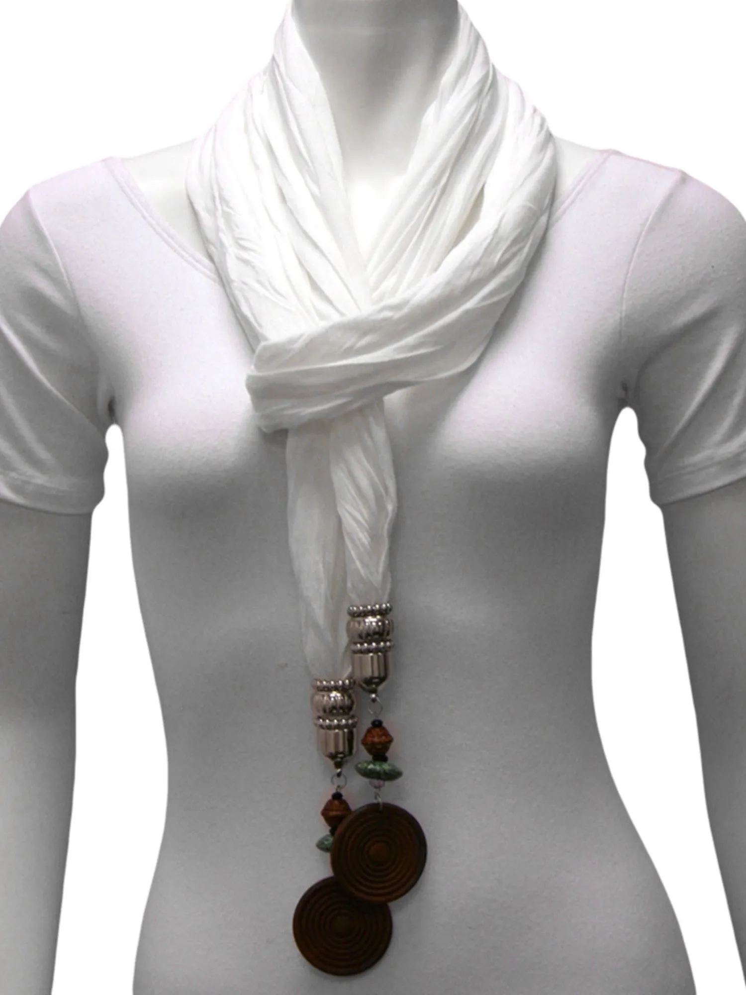 Linen Scarf With Wood Bead Trim
