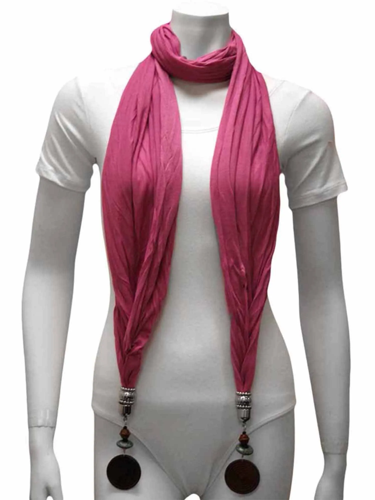Linen Scarf With Wood Bead Trim