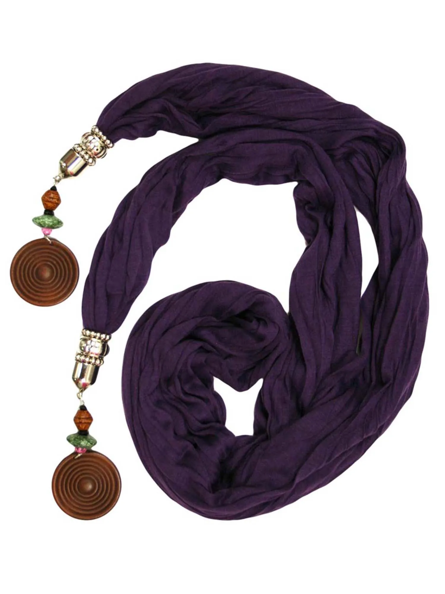 Linen Scarf With Wood Bead Trim