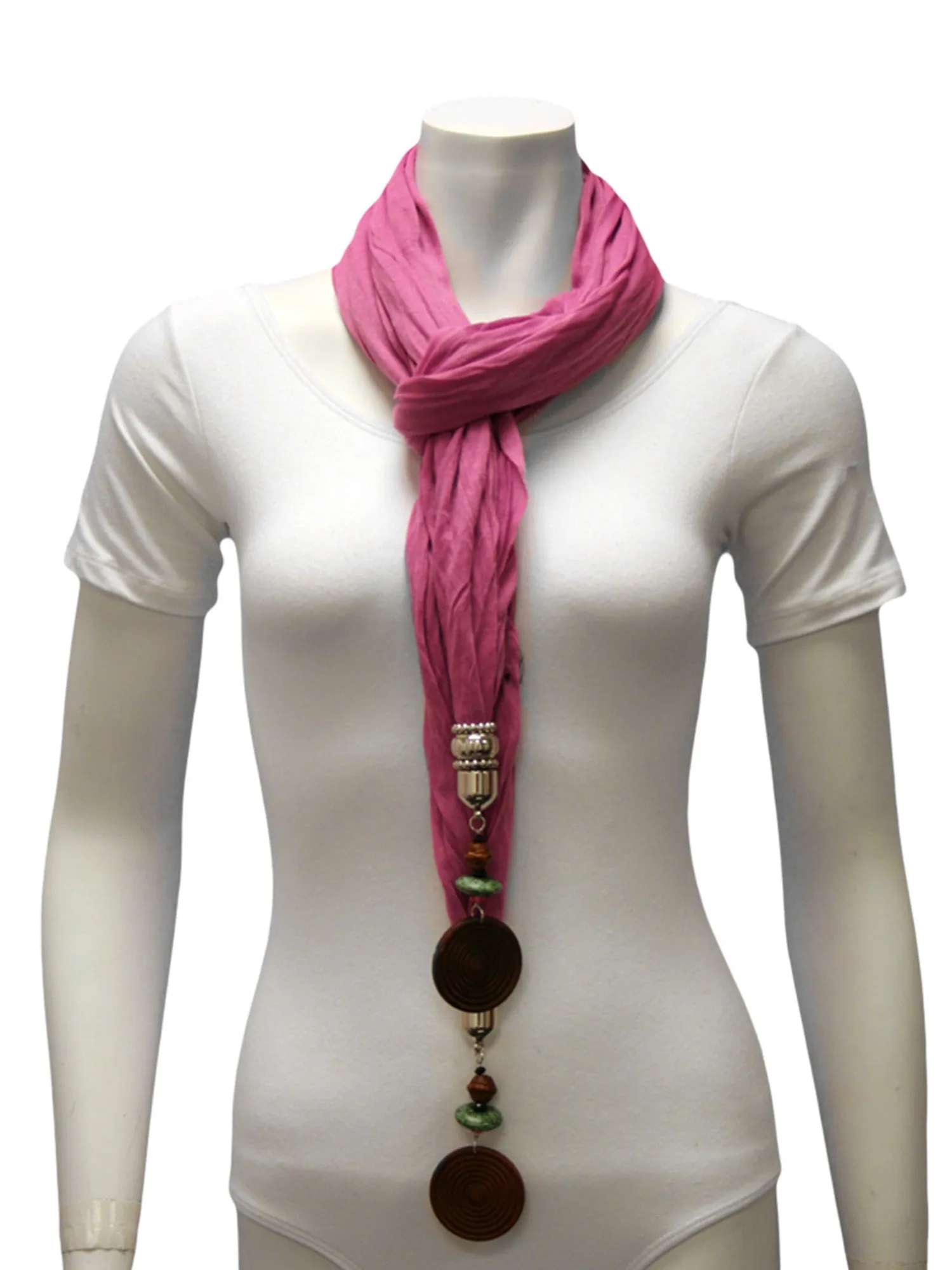Linen Scarf With Wood Bead Trim