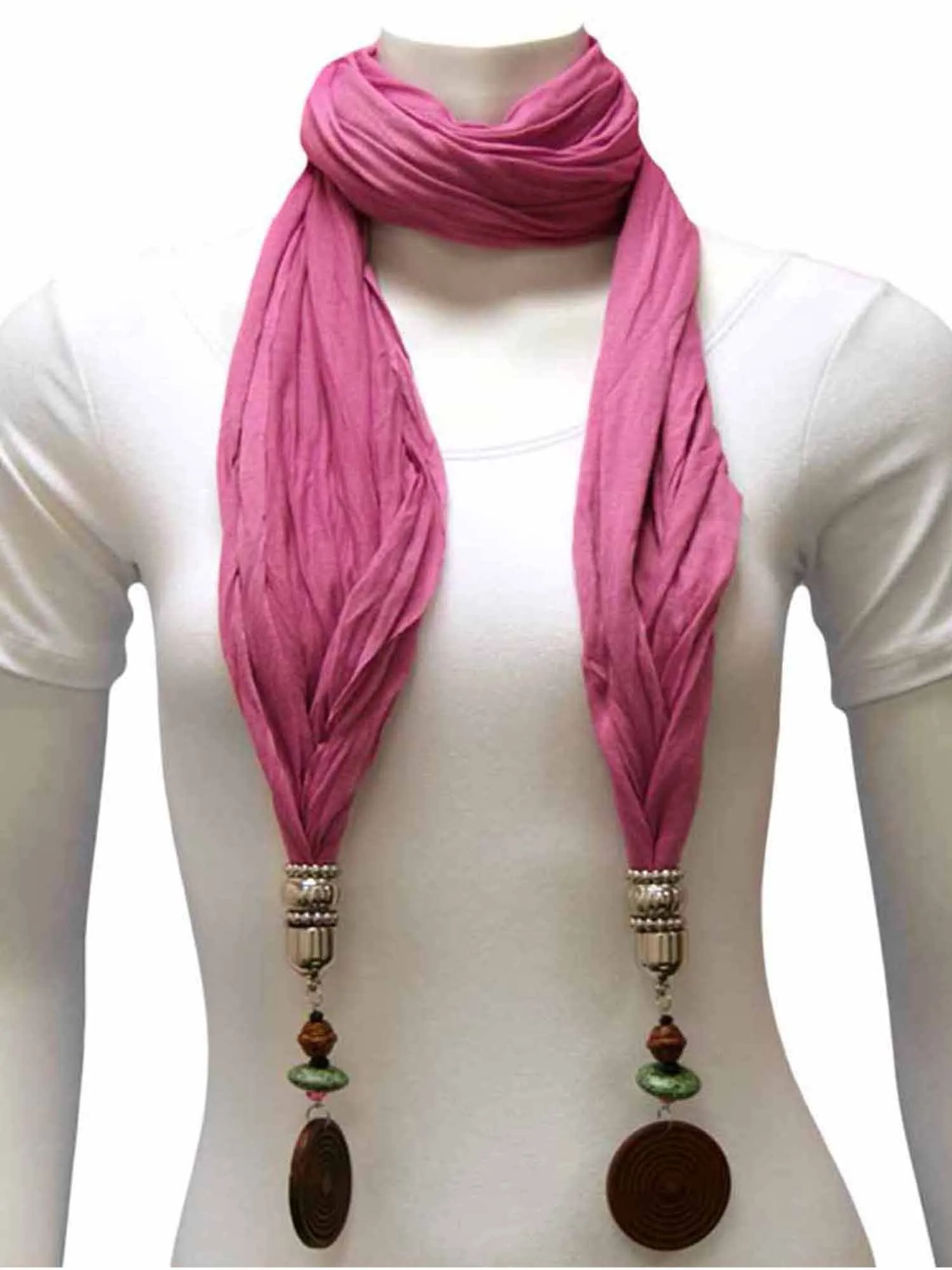 Linen Scarf With Wood Bead Trim
