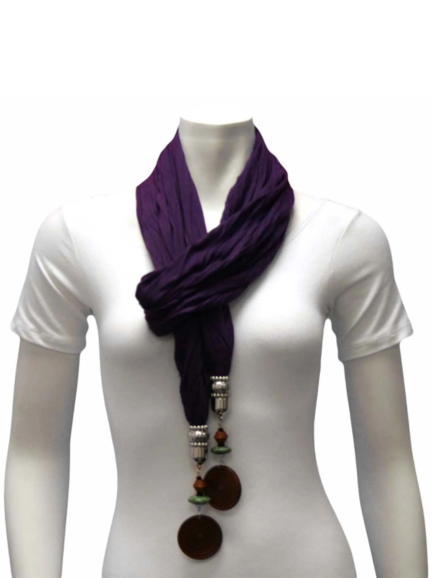 Linen Scarf With Wood Bead Trim
