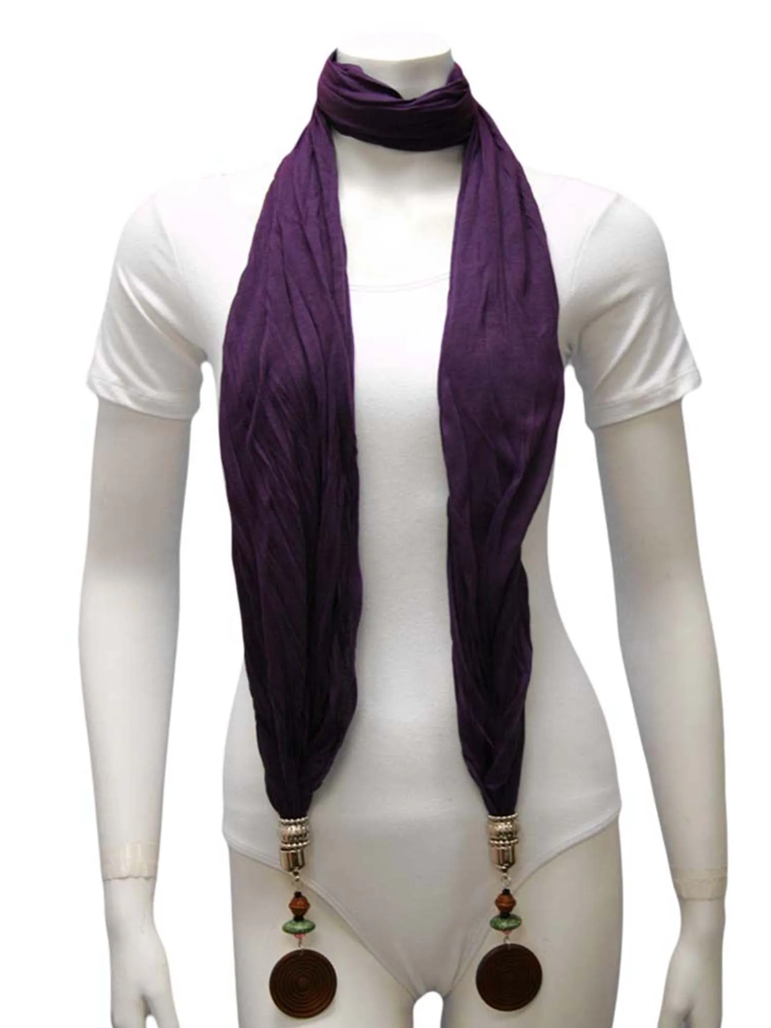 Linen Scarf With Wood Bead Trim