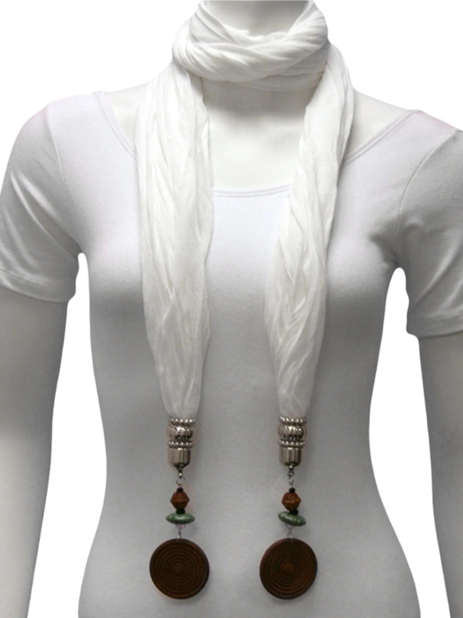 Linen Scarf With Wood Bead Trim
