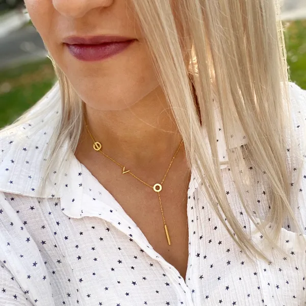 LOVE Letter Lariat Necklace - Stainless Steel