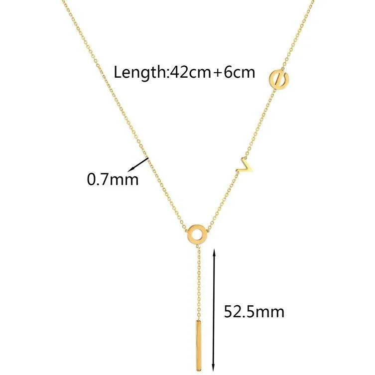 LOVE Letter Lariat Necklace - Stainless Steel