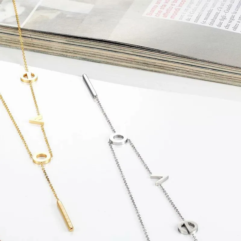 LOVE Letter Lariat Necklace - Stainless Steel