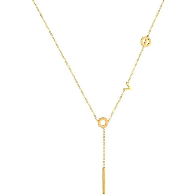 LOVE Letter Lariat Necklace - Stainless Steel