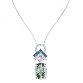 Lovito Drop Necklace - Green Oval W076
