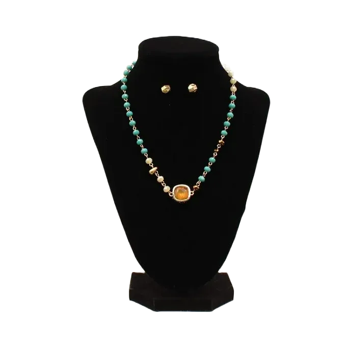 M&F Western® Ladies Topaz Beaded Necklace & Earring Set 30998