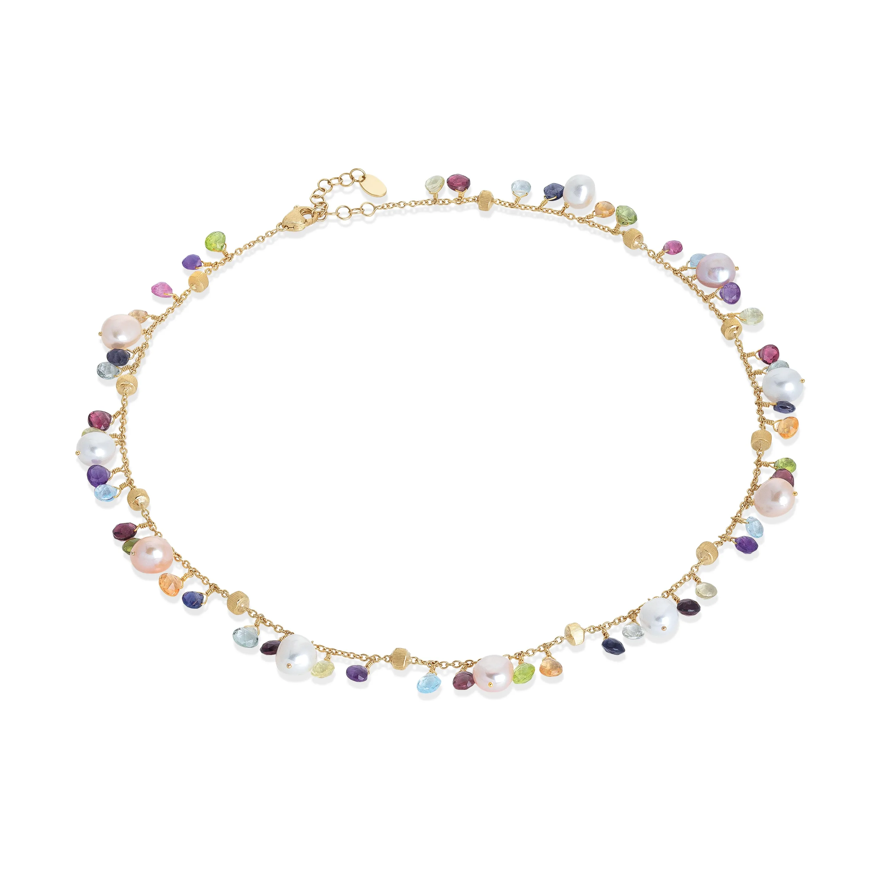 Marco Bicego Paradise 18K Yellow Gold Blue Topaz and Mixed Gemstone Single Strand Necklace