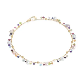 Marco Bicego Paradise 18K Yellow Gold Blue Topaz and Mixed Gemstone Single Strand Necklace