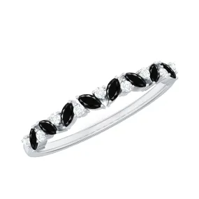 Marquise Black Spinel and Diamond Half Eternity Ring