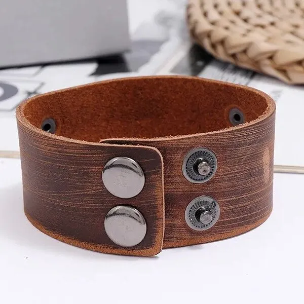 Marshal Leather Bracelet Tree of Life - Nordic Bracelet with Yggdrasil Amulet - Pagan Jewelry of Dara Celtic Knot