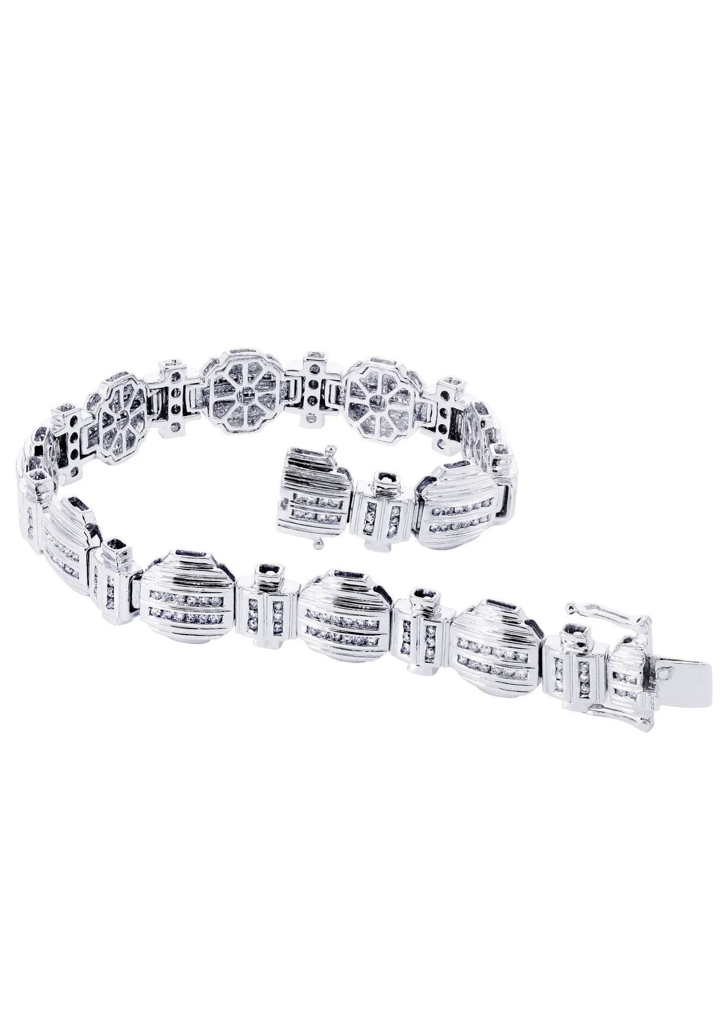 Mens Diamond Bracelet White Gold| 2.11 Carats| 39.74 Grams