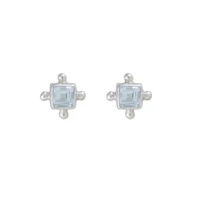 Mini Gia Blue Topaz Silver Studs