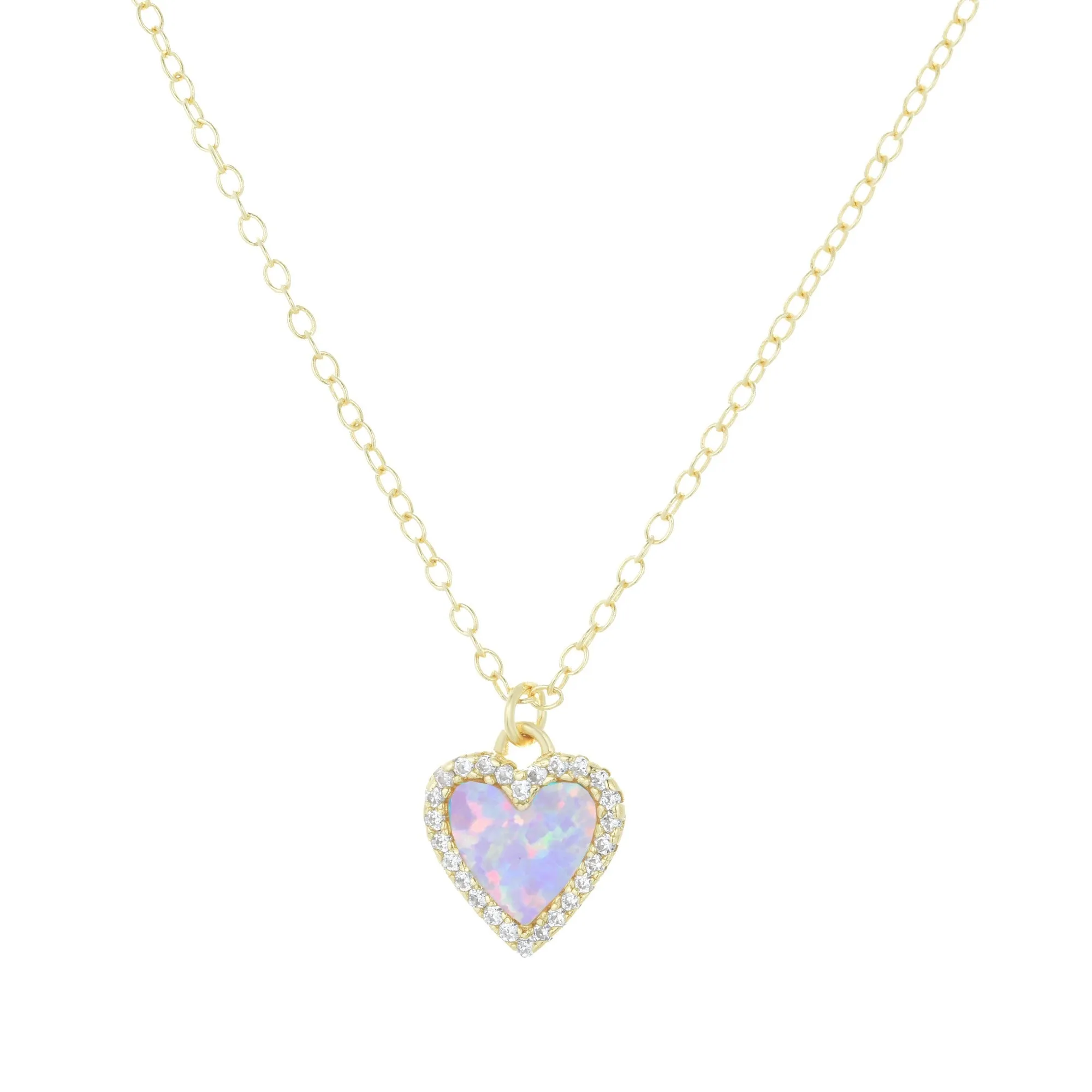 Mini Opal Heart Necklace With Crystals