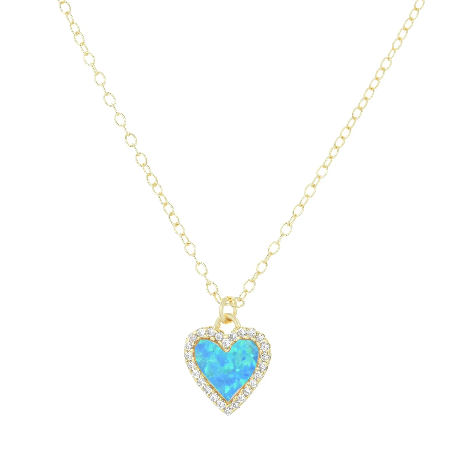 Mini Opal Heart Necklace With Crystals