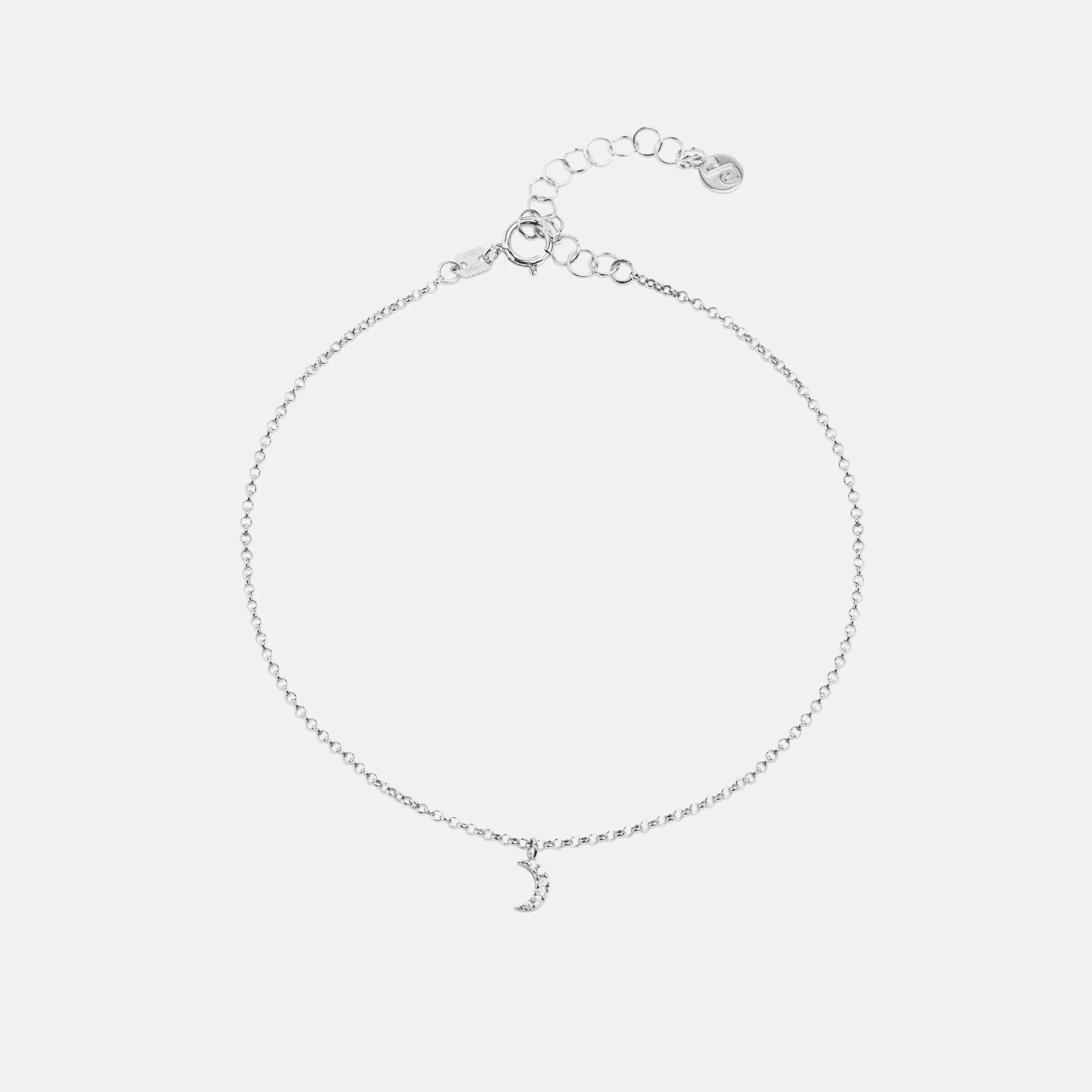 Moon Diamonds Silver Anklet