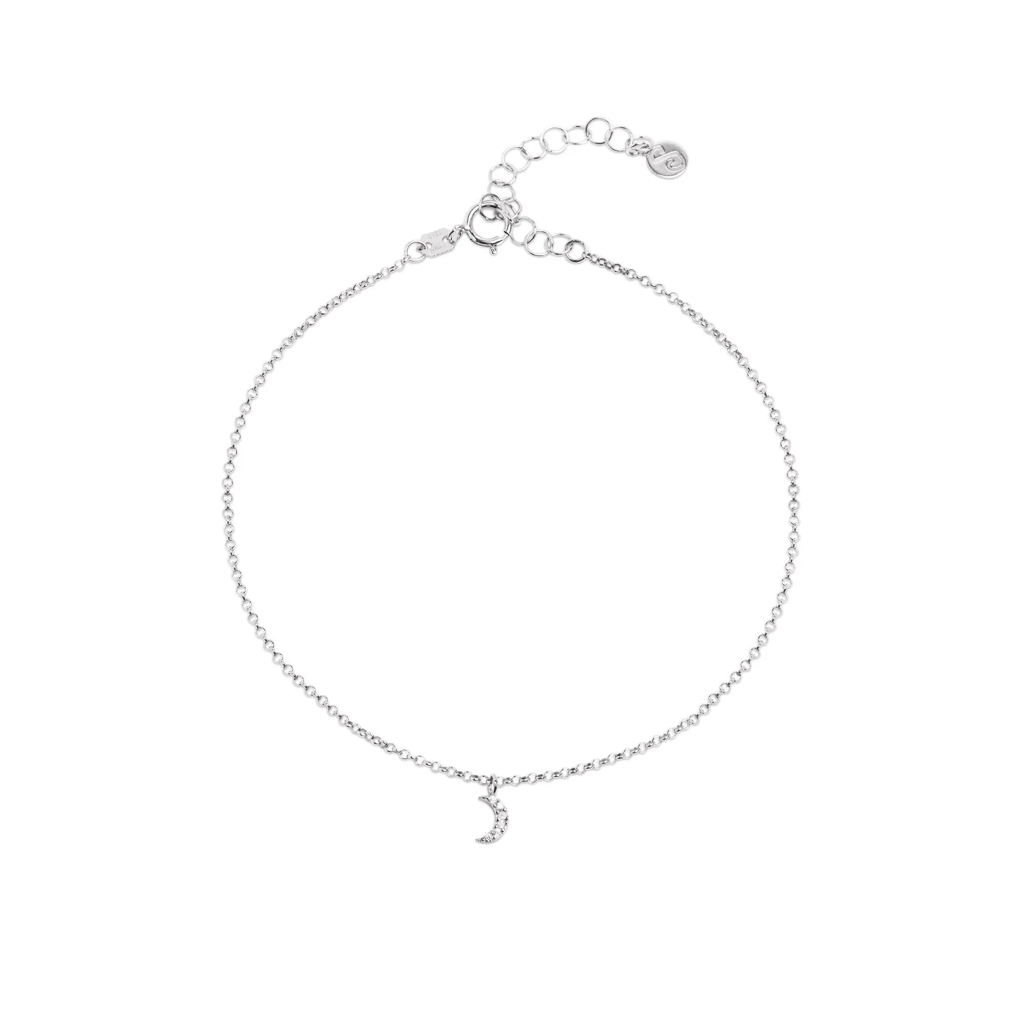 Moon Diamonds Silver Anklet